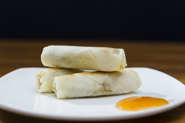 Spring Rolls and Dipping Sauce Plate