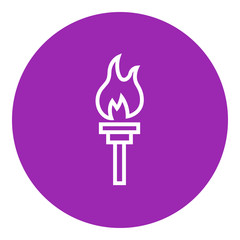 Burning olympic torch line icon.