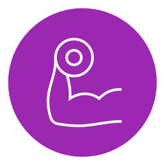Arm with dumbbell line icon.