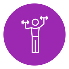 Man exercising with dumbbells line icon.