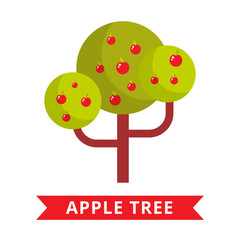 Apple tree vector icon. Flat tree isolated illustration