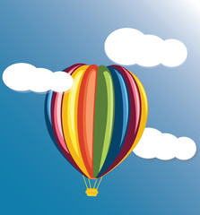 The colored balloon on a blue background 