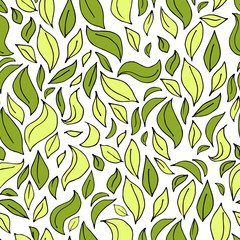 Seamless leaf pattern with leaves silhouette 