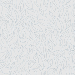 Seamless leaf pattern with leaves silhouette on gray colors