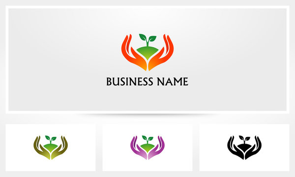 Save Nature Plant Seed Hand Logo