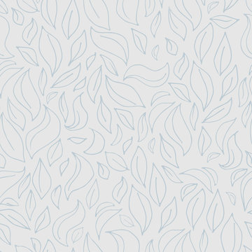 Seamless leaf pattern with leaves silhouette on gray colors