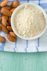 almond flour on wooden surface