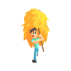 Guy Carrying Stack Of Hay