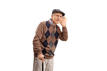 Senior man struggling to hear something