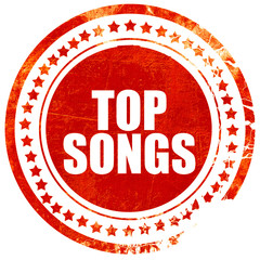 top songs, grunge red rubber stamp with rough lines and edges