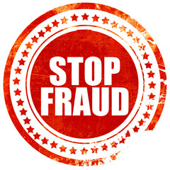 stop fraud, grunge red rubber stamp with rough lines and edges