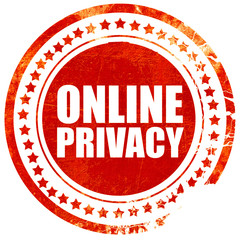 online privacy, grunge red rubber stamp with rough lines and edg