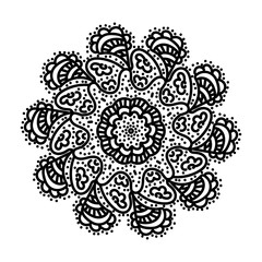 Black hand draw mandala