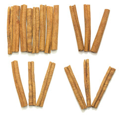 cinnamon sticks group spice isolated set