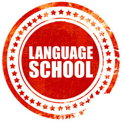 language school, grunge red rubber stamp with rough lines and ed