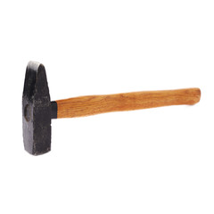 Big metal hammer over white isolated background
