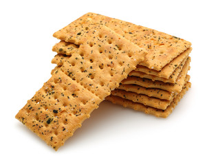 Crackers with tomato and basil