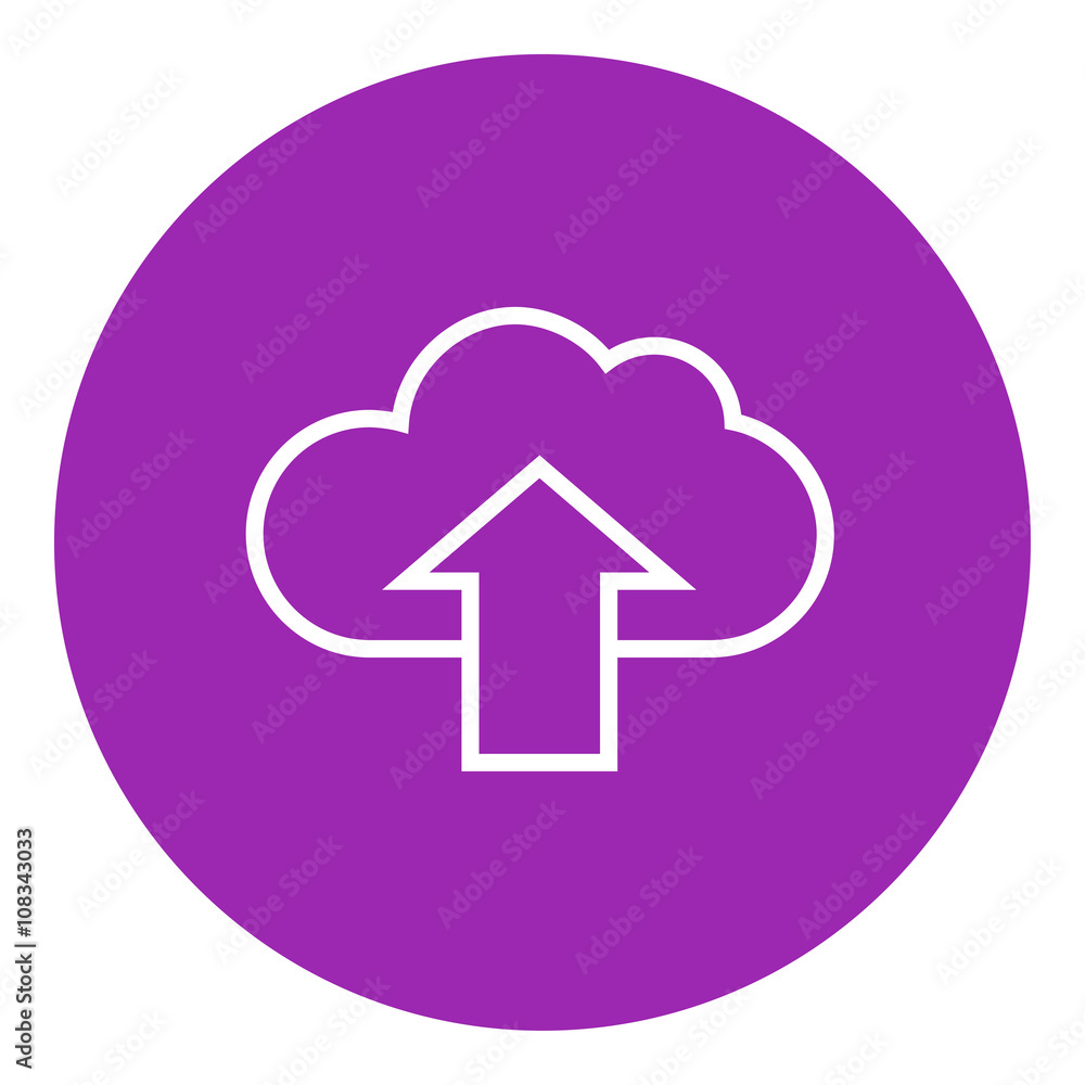 Poster cloud with arrow up line icon.