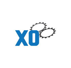 xo alphabet with 2 gears