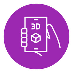 Smartphone with three D box line icon.