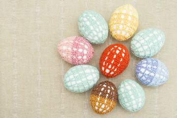 the Easter eggs dressed in lacy covers