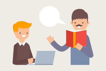 Vector illustration of teacher teaching student