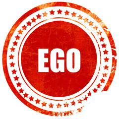 ego, grunge red rubber stamp with rough lines and edges
