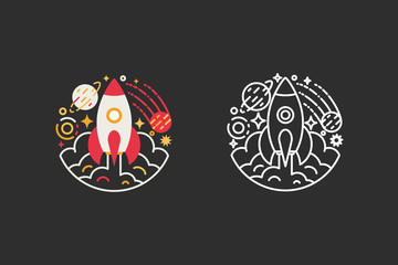 Space, rocket, universe logo template © mayrum
