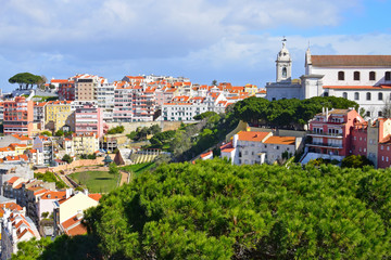 Fototapeta na wymiar View from Lisbon Castlein the summer, Portugal