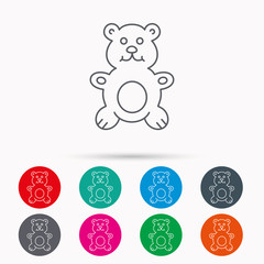 Teddy-bear icon. Baby toy sign.