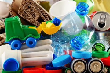 Recyclable garbage consisting of glass, plastic, metal and paper
