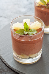 Homemade Chocolate Mousse with pineapple