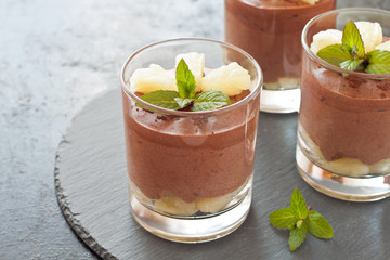 Homemade Chocolate Mousse with pineapple