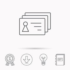 Contact cards icon. Identification badges sign.