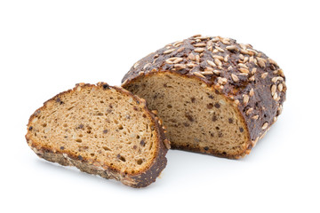 Rye bread isolated on white background.