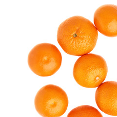 Surface covered with multiple ripe fresh juicy tangerines, composition isolated over the white background