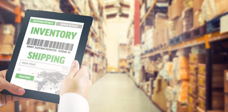 Composite image of man using tablet pc