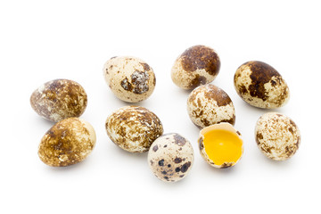 Quail eggs the isolated on a white background.