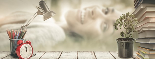 Composite image of a image with a plant and a lamp