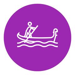 Sailor rowing boat line icon.