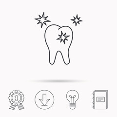 Healthy tooth icon. Dental protection sign.