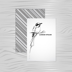 monochrome card with bird