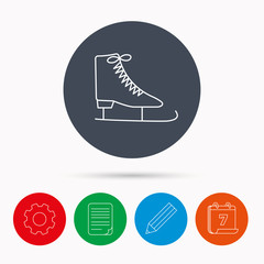 Ice skates icon. Figure skating equipment sign.