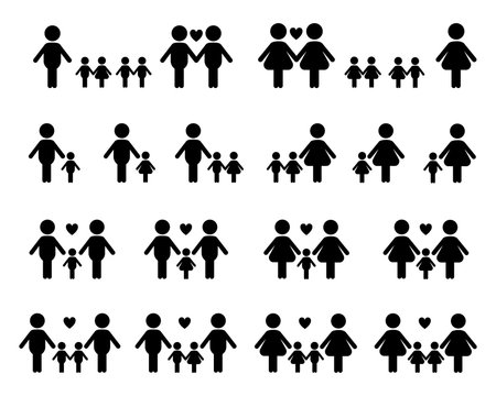 Gay and lesbian family vector icons