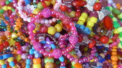 Fototapeta na wymiar Colorful beads, necklaces and bracelets