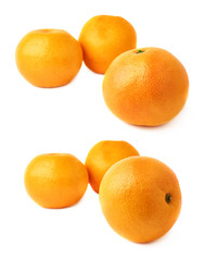Pile of multiple fresh juicy grapefruits, isolated over the white background
