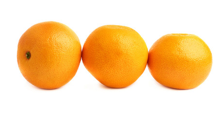 Three fresh juicy grapefruits composition isolated over the white background