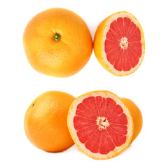 Served grapefruit composition isolated over the white background