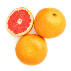 Served grapefruit composition isolated over the white background