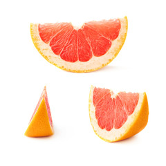Slice section of grapefruit isolated over the white background